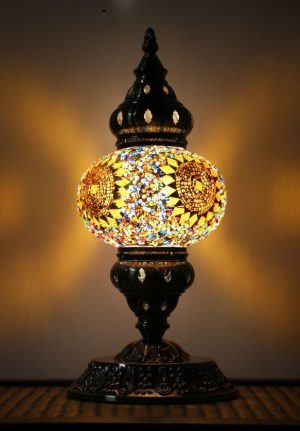 Turkish Mosaic Table Lamp Medium Mosaic Flower Burst