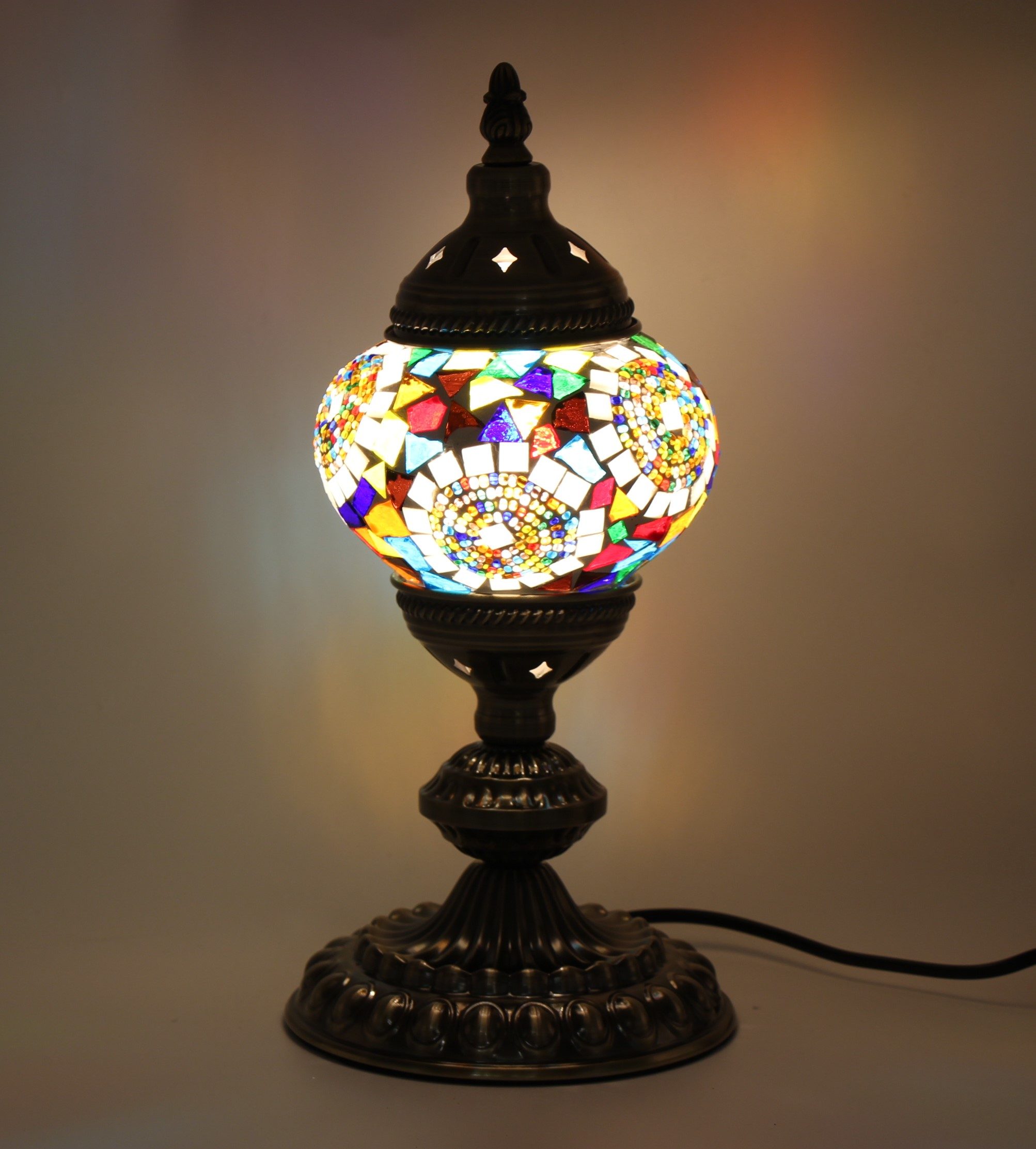 Turkish Mosaic Table Lamp Mosaic Moon Orbit With Large Elegant Base (3)
