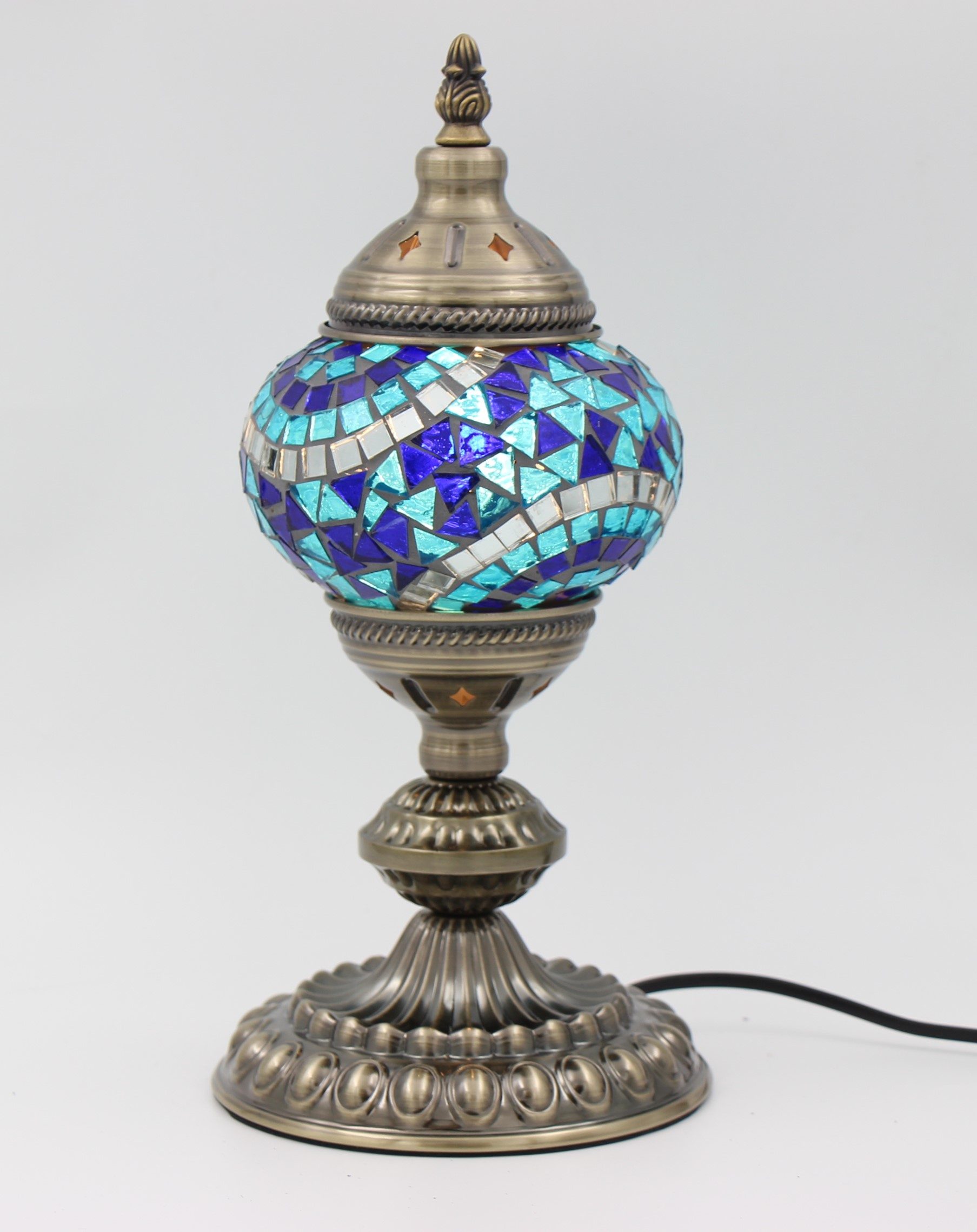 Turkish Mosaic Table Lamp River Blue With Large Elegant Base (2)