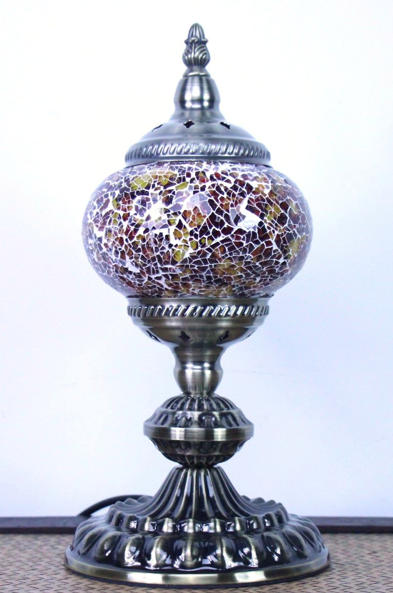 Turkish Mosaic Table Lamp Small Cracked Apricot Red 4