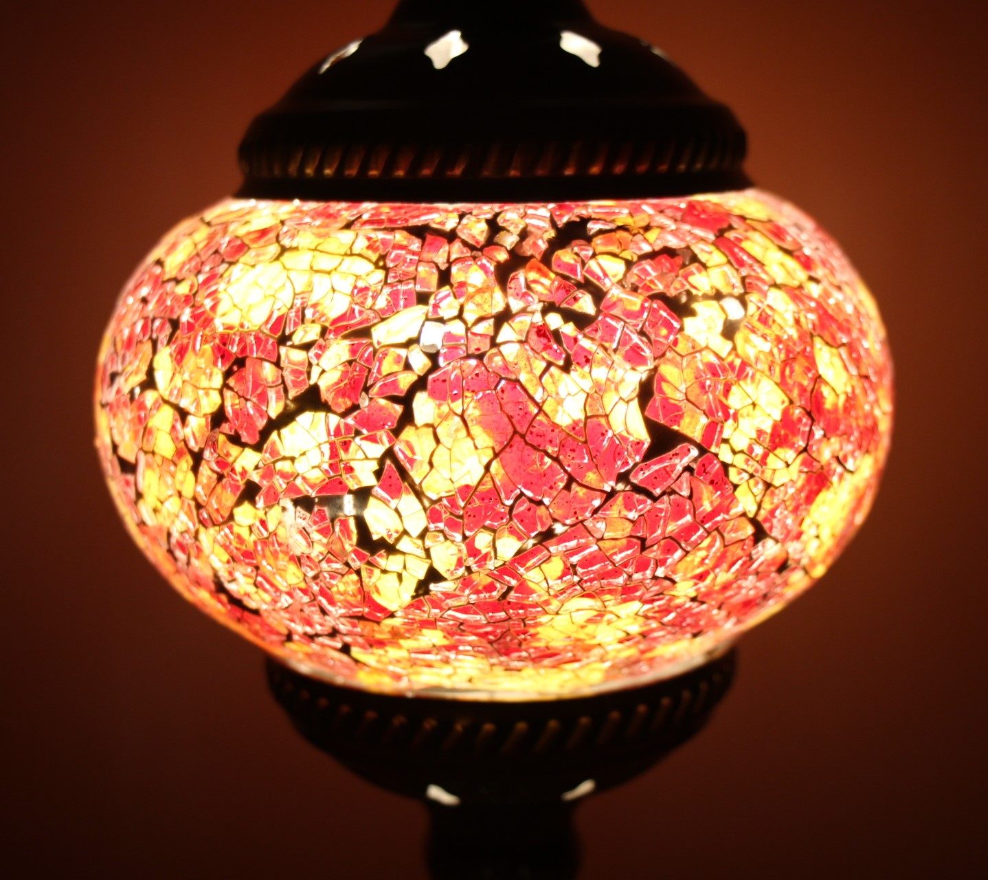Turkish Mosaic Table Lamp Small Cracked ApricotRed 2