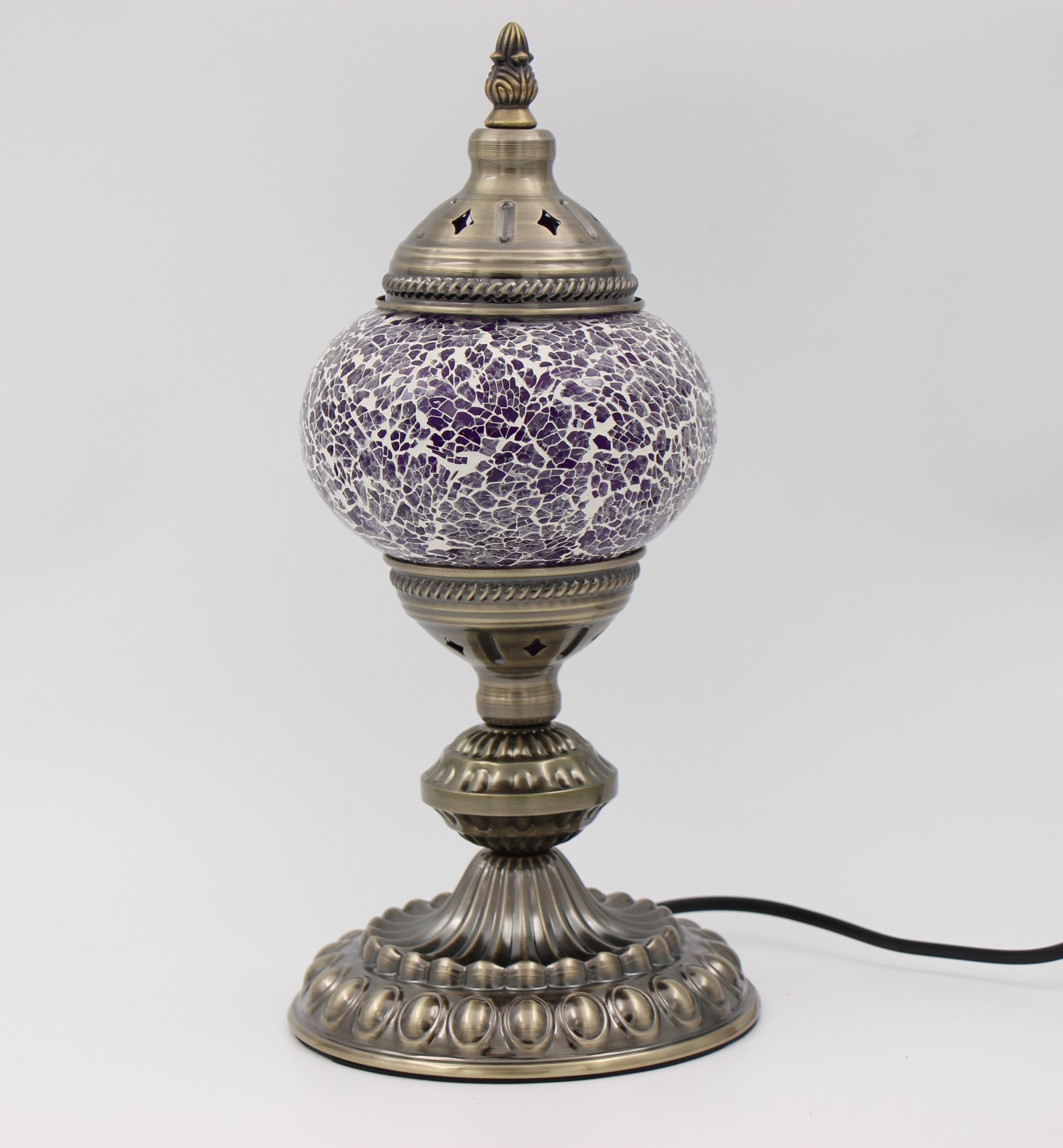 Turkish Mosaic Table Lamp Small Cracked Purple 1