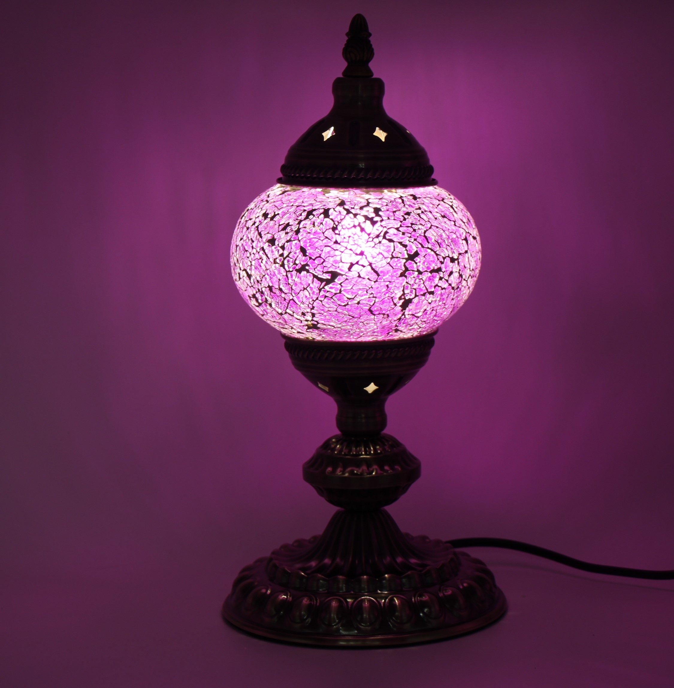 Turkish Mosaic Table Lamp Small Cracked Purple 2