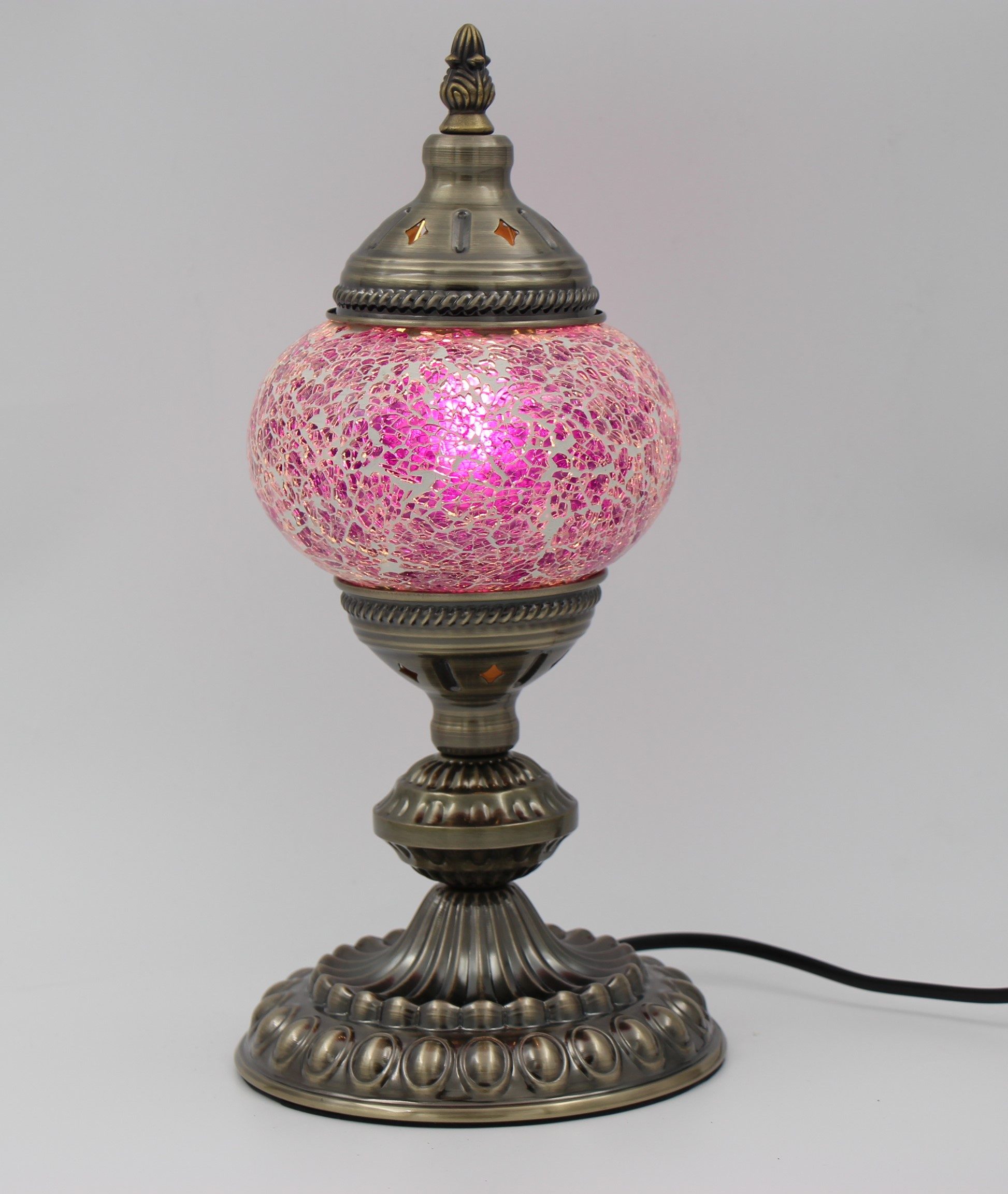 Turkish Mosaic Table Lamp Small Cracked Purple