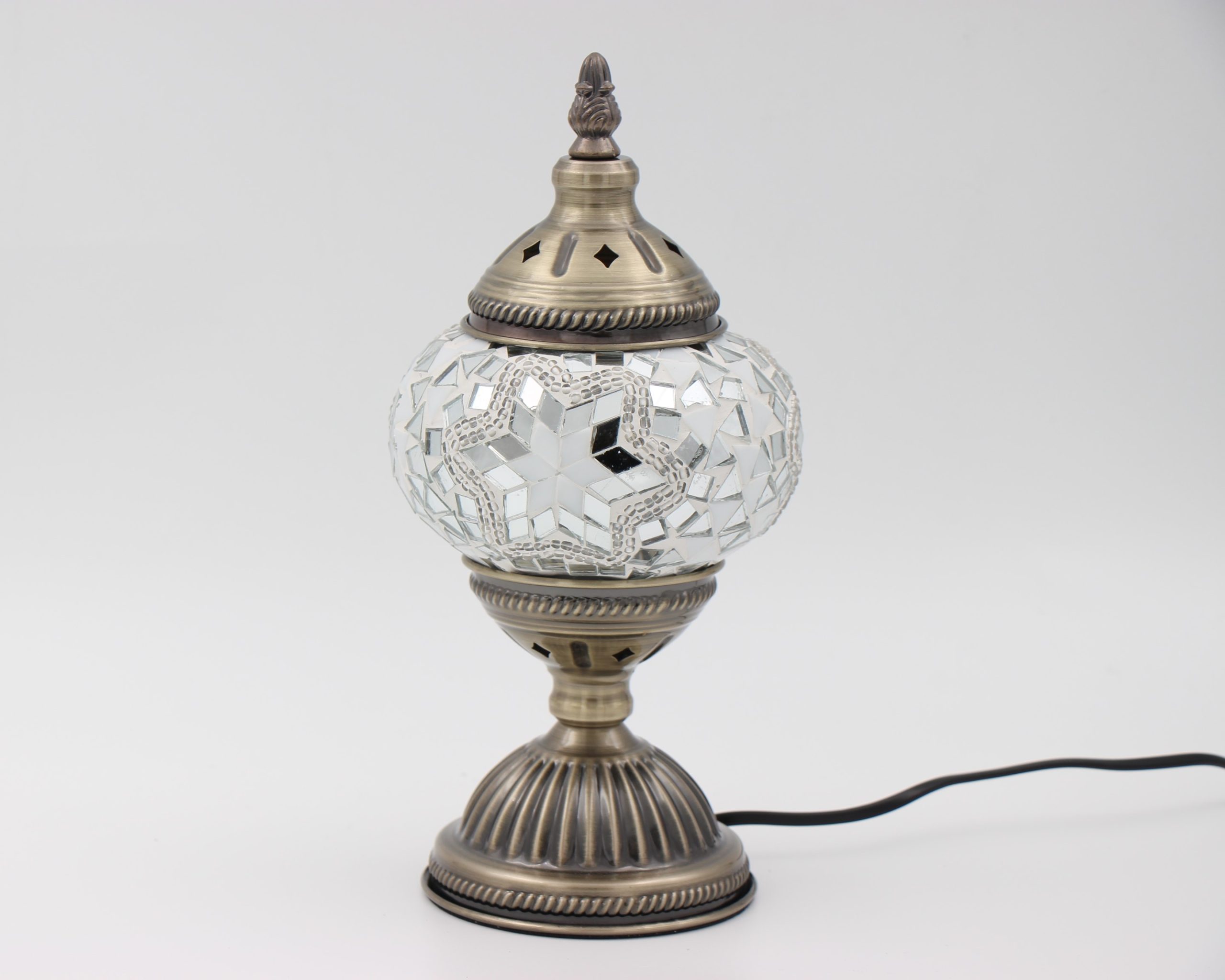 Turkish Mosaic Table Lamp Small V1 White1