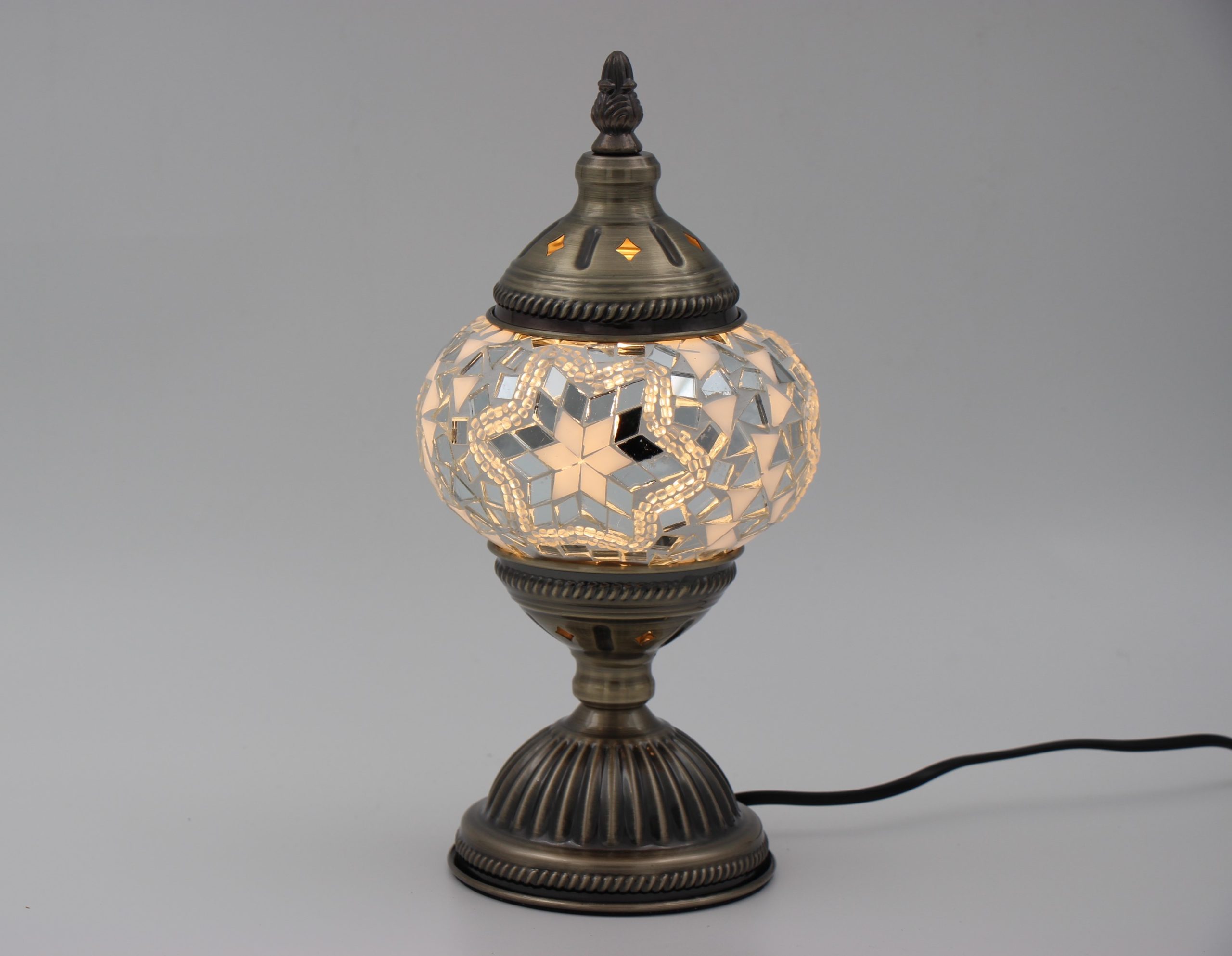 Turkish Mosaic Table Lamp Small V1 White2