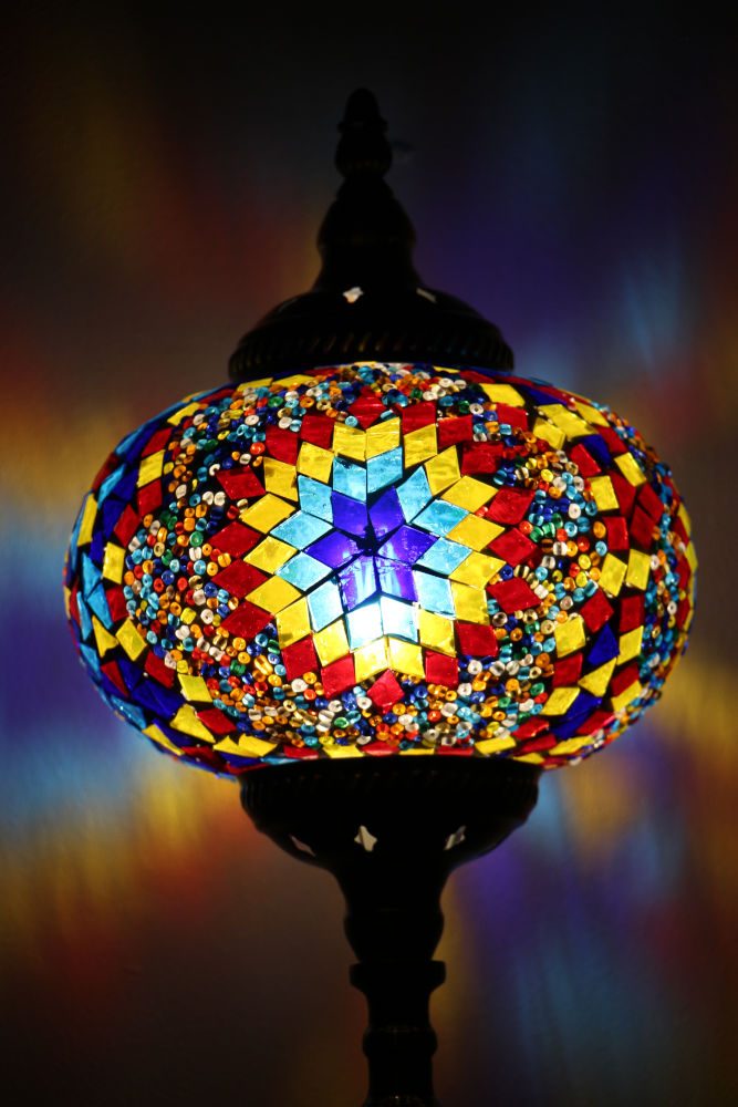 Turkish Mosaic Table Lamp XLarge Mosaic Fire Ball 2