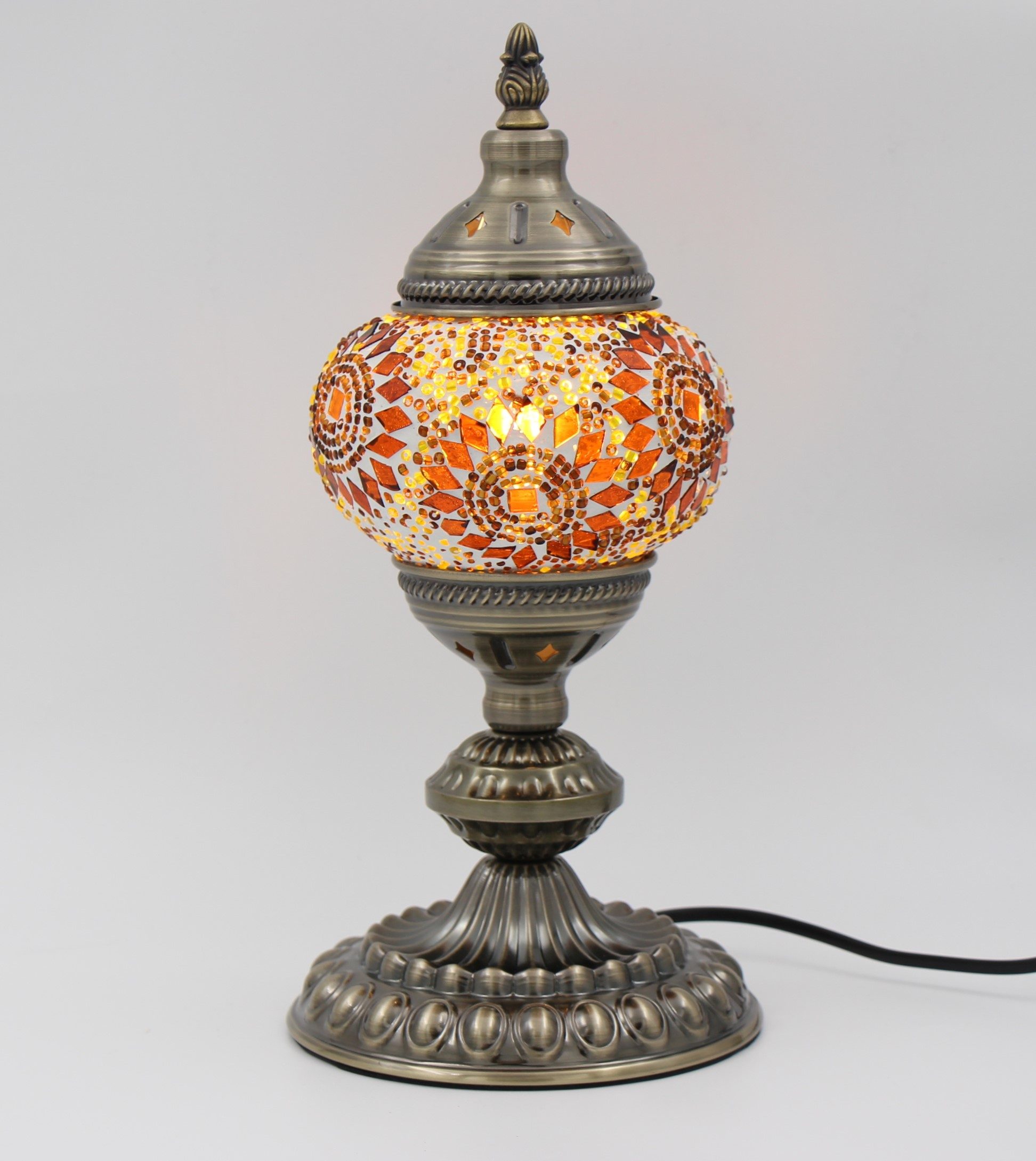 Turkish Mosaic Table Lamp Yellow Gold With Large Elegant Base (1)