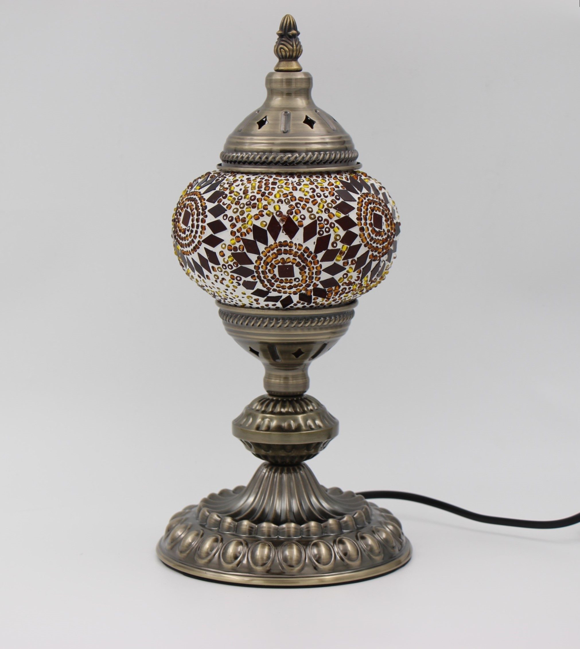 Turkish Mosaic Table Lamp Yellow Gold With Large Elegant Base 2