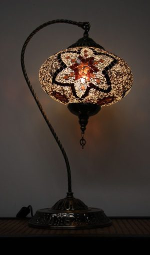 Turkish Mosaic Swan Table Lamp Large Brown