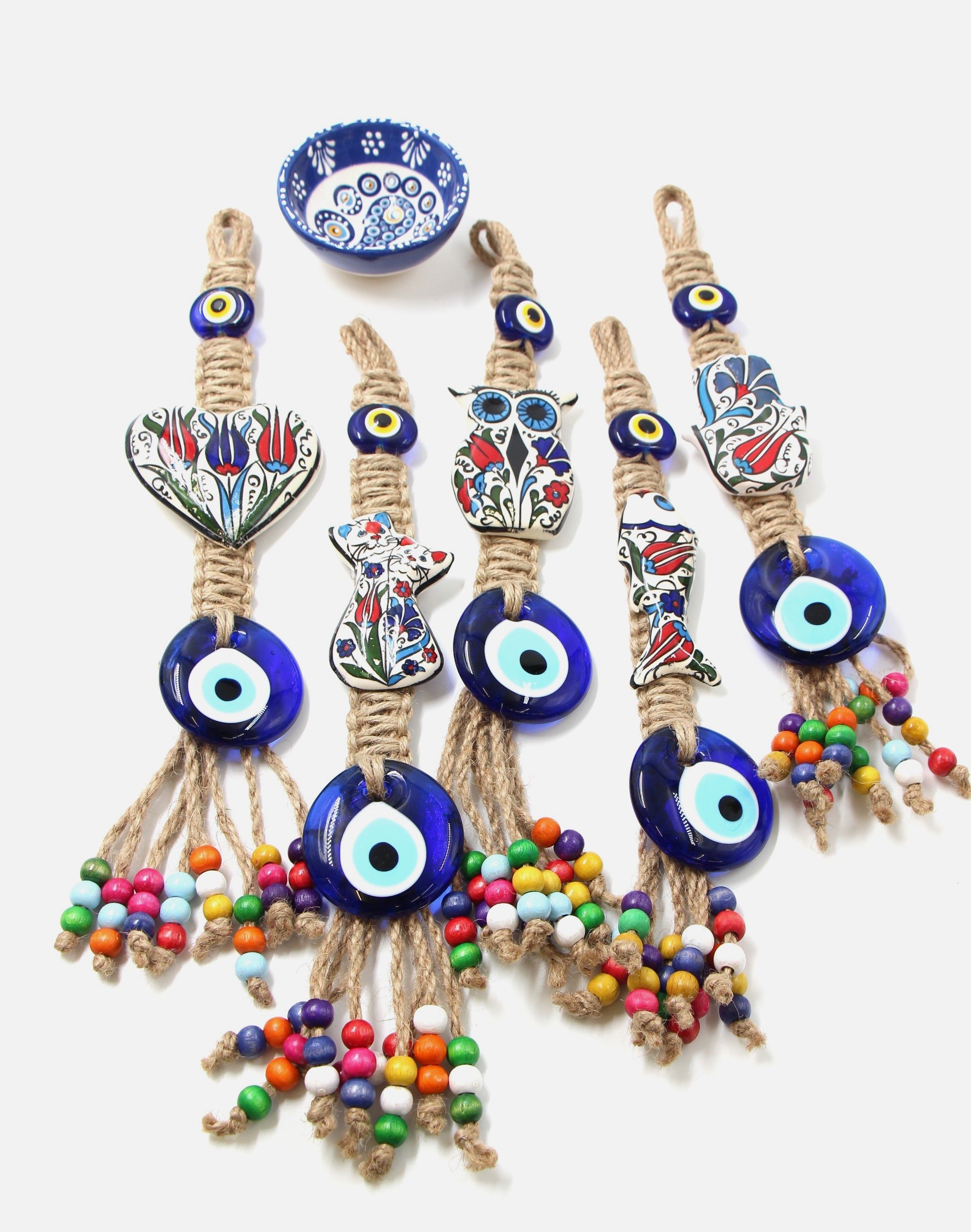Wall Hanging Evil Eye On Rope Tulip Asst