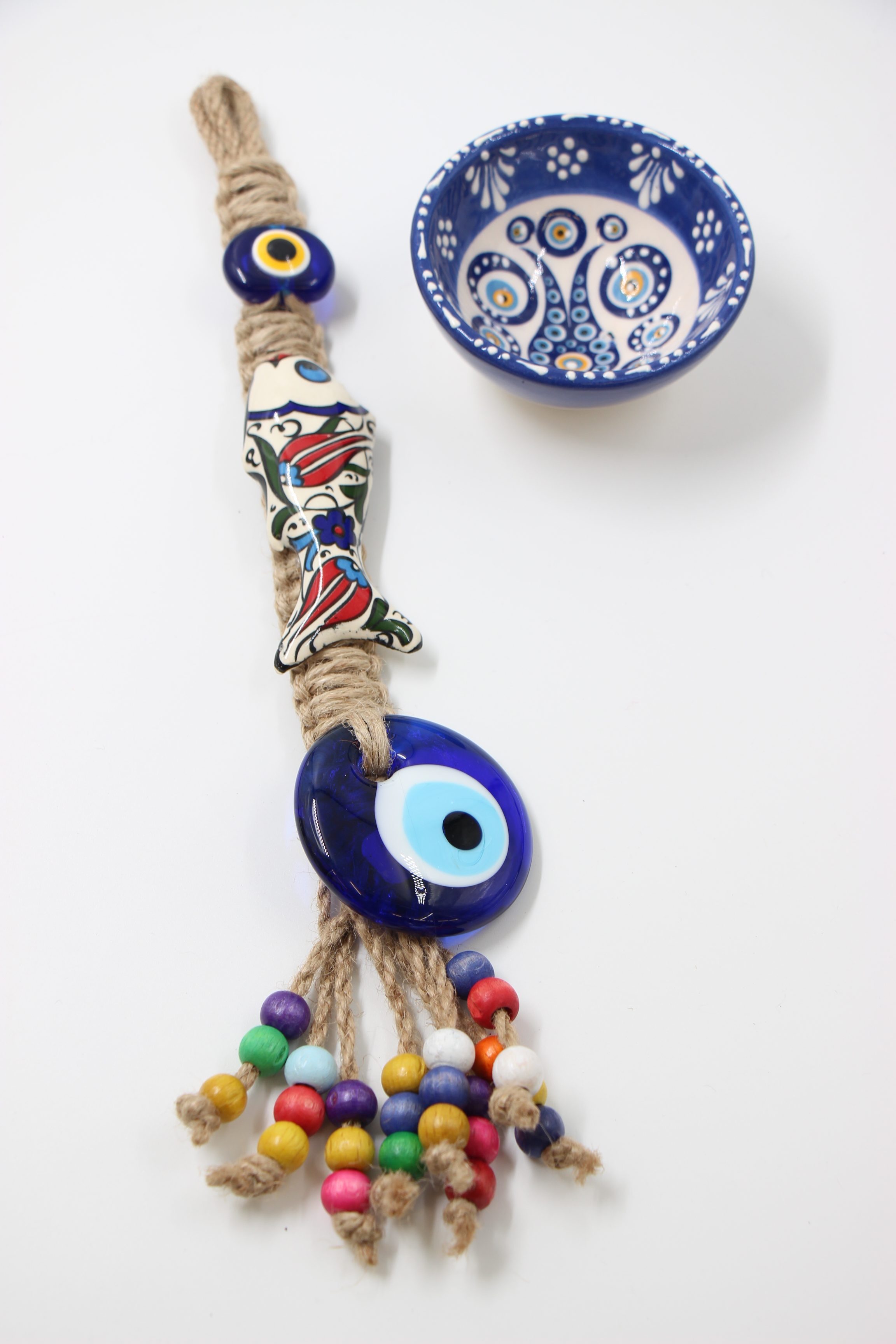Wall Hanging Evil Eye On Rope Tulip Fish
