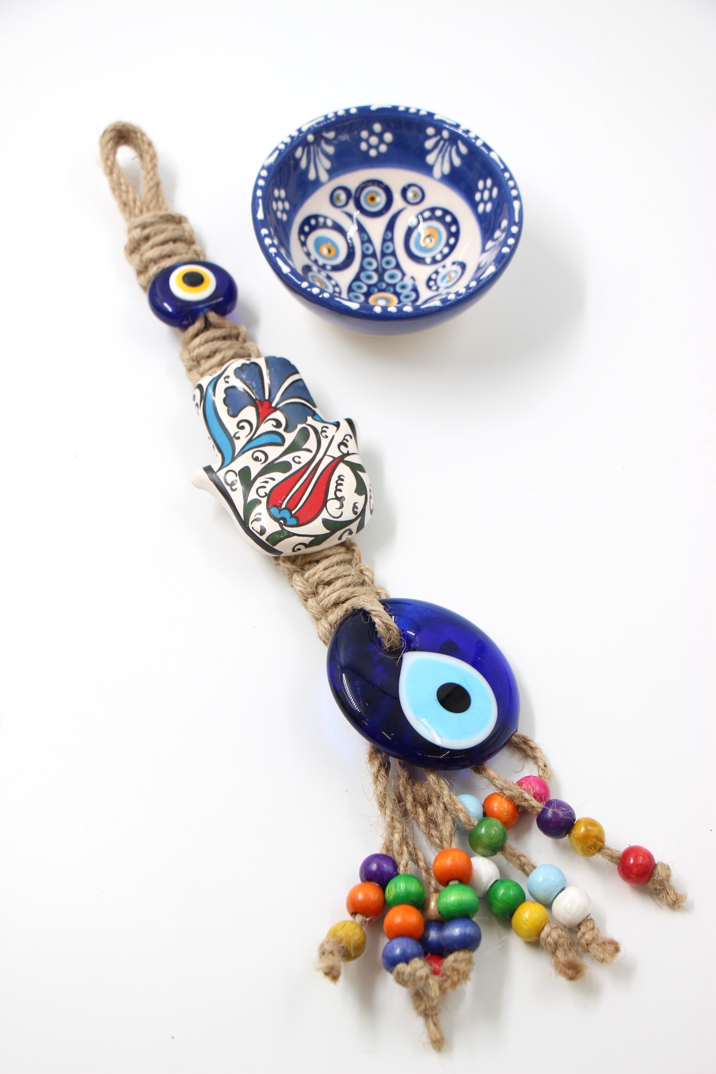 Wall Hanging Evil Eye On Rope Tulip Hamsa Hand