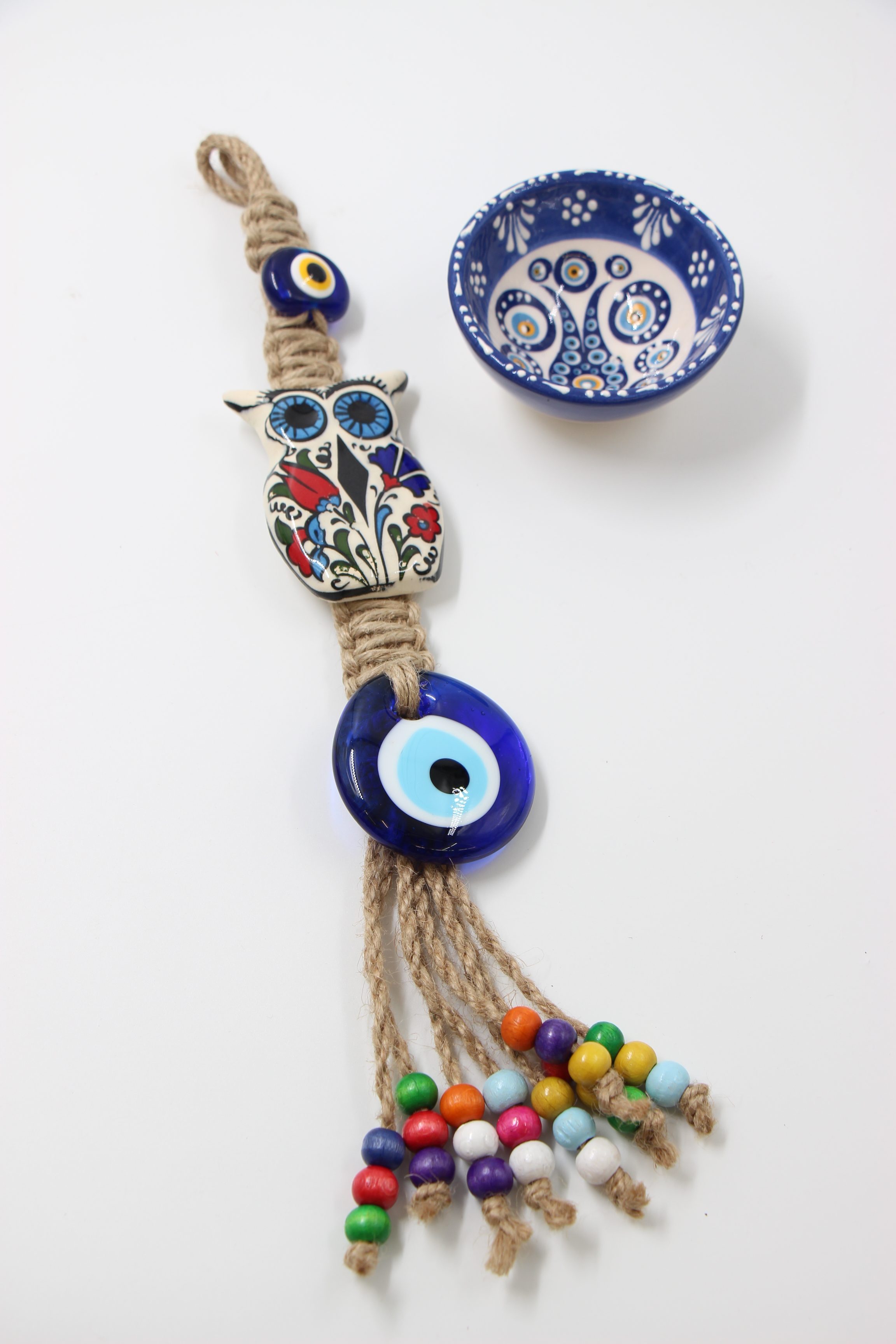 Wall Hanging Evil Eye On Rope Tulip Owl