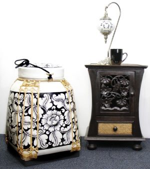 Xlarge 60cm Rice Basket Cream Finish With Black Background