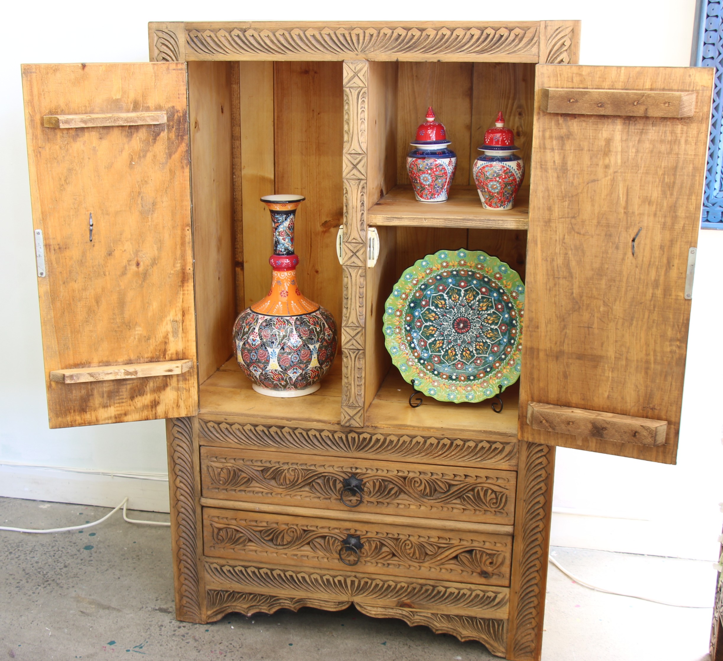 carved wardrobe with drawers - 1