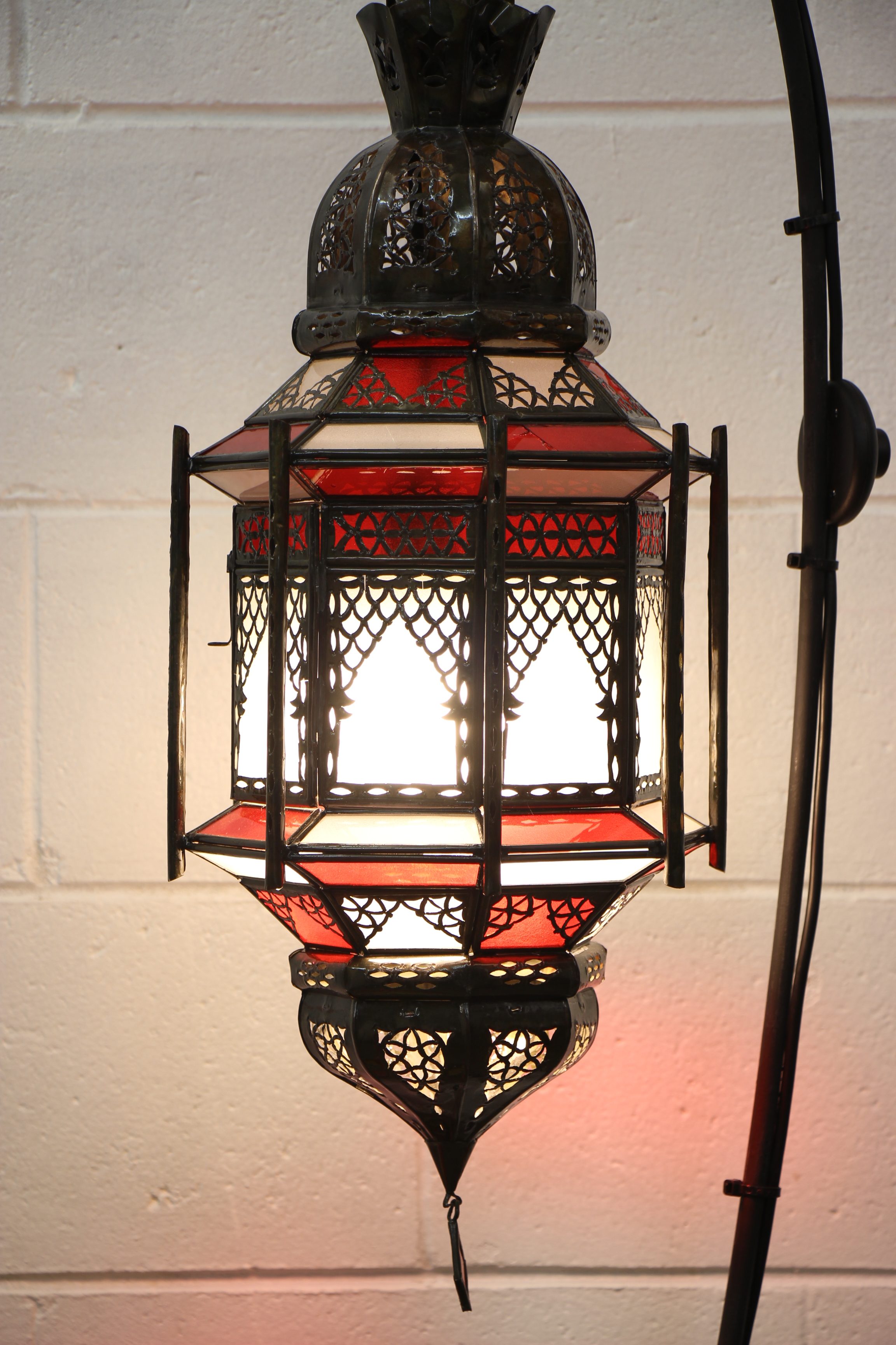 morrocan Cage Lantern Lge Red 10