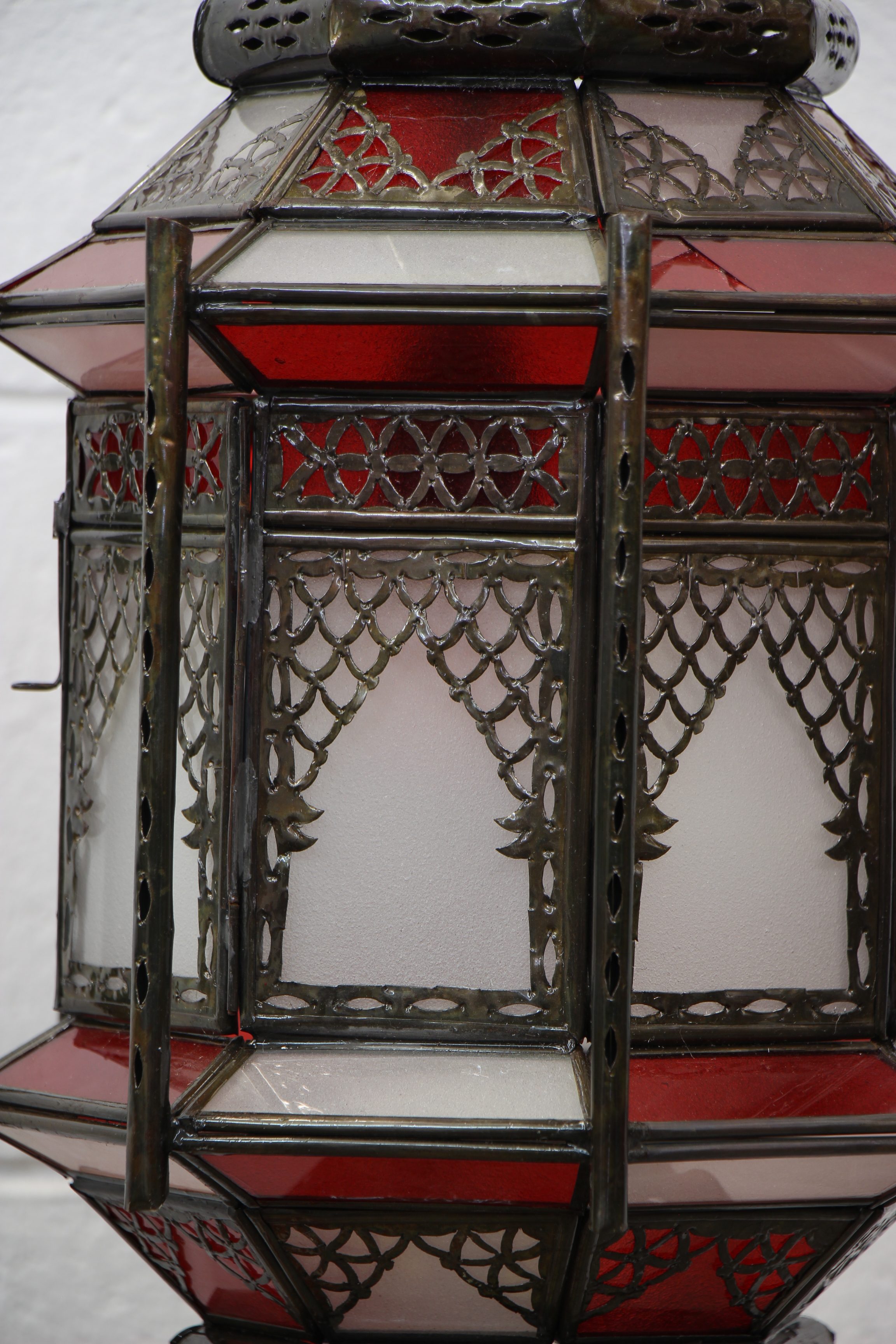 morrocan Cage Lantern Lge Red 4