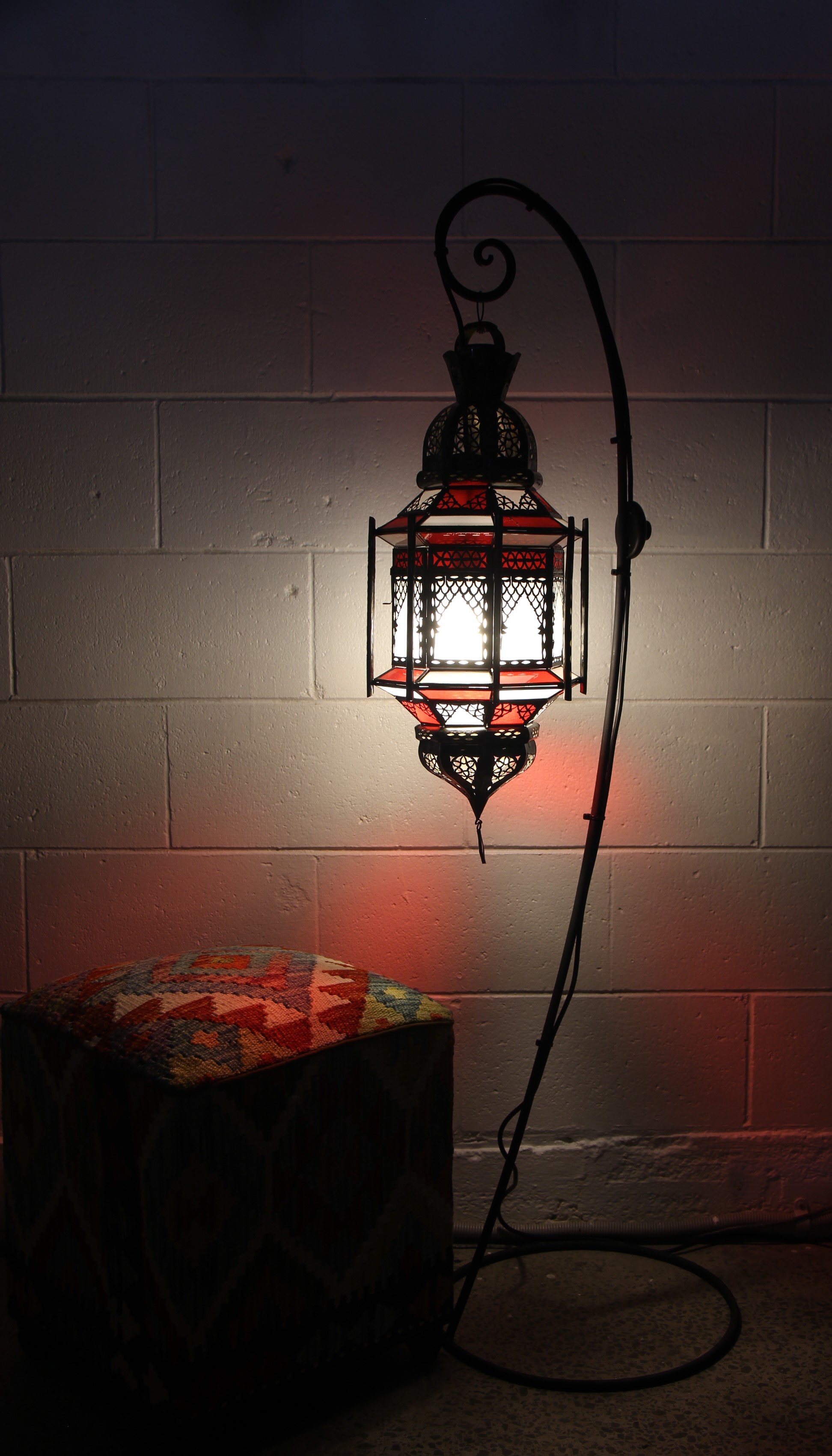 morrocan Cage Lantern Lge Red 7