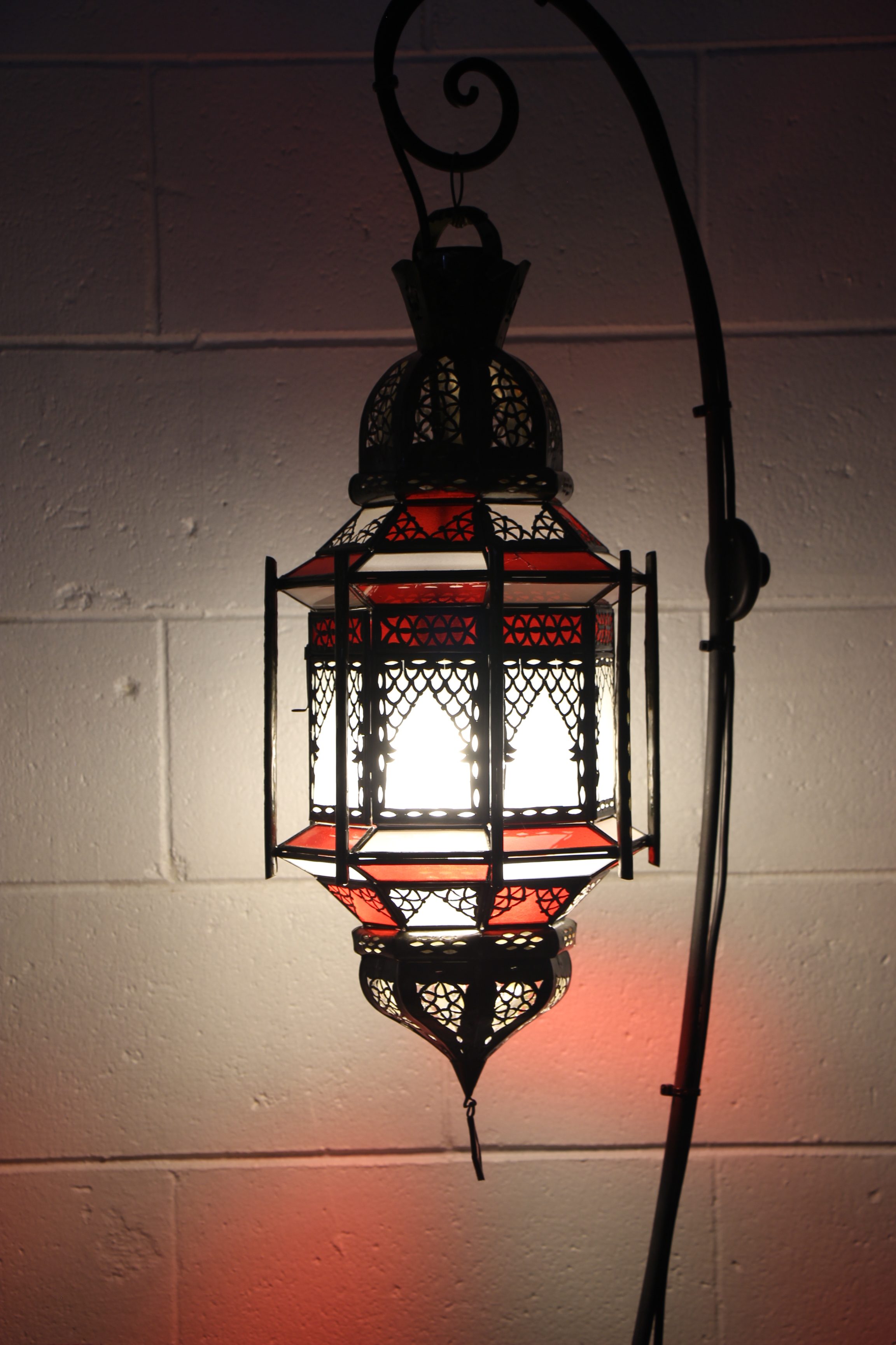 morrocan Cage Lantern Lge Red 8
