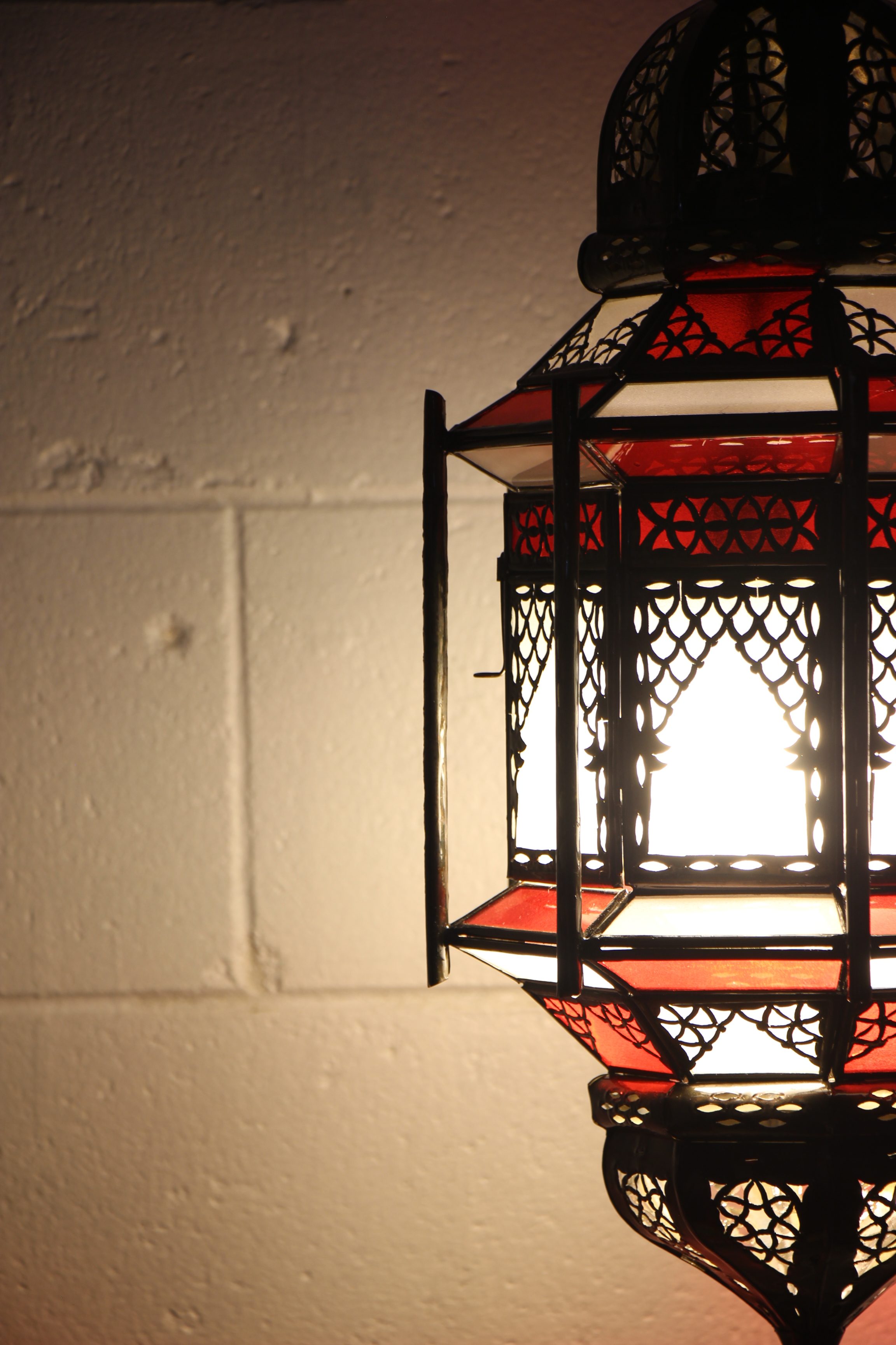 morrocan Cage Lantern Lge Red 9
